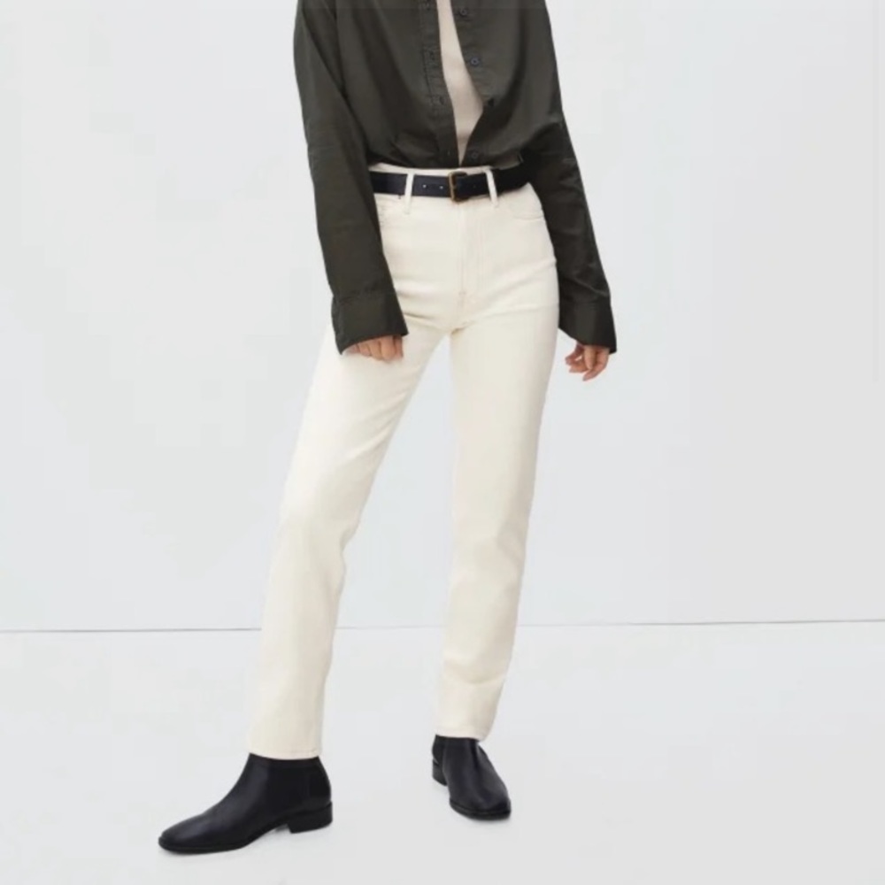 Everlane The Original Cheeky Jean High Rise Straight Leg Organic Cotton Ecru 27